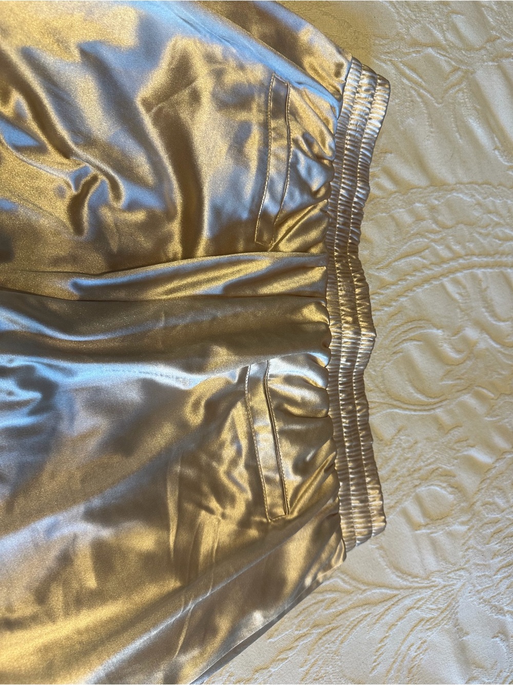 EUC Metallic Wide-Leg Lounge Pants - Silver Taupe So comfortable statement piece - Picture 7 of 9